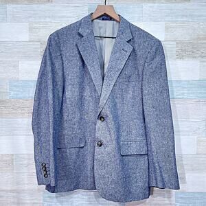 Stafford Cotton Chambray Summer Sport Coat Blue Lightweight Mens 42S 42 Short